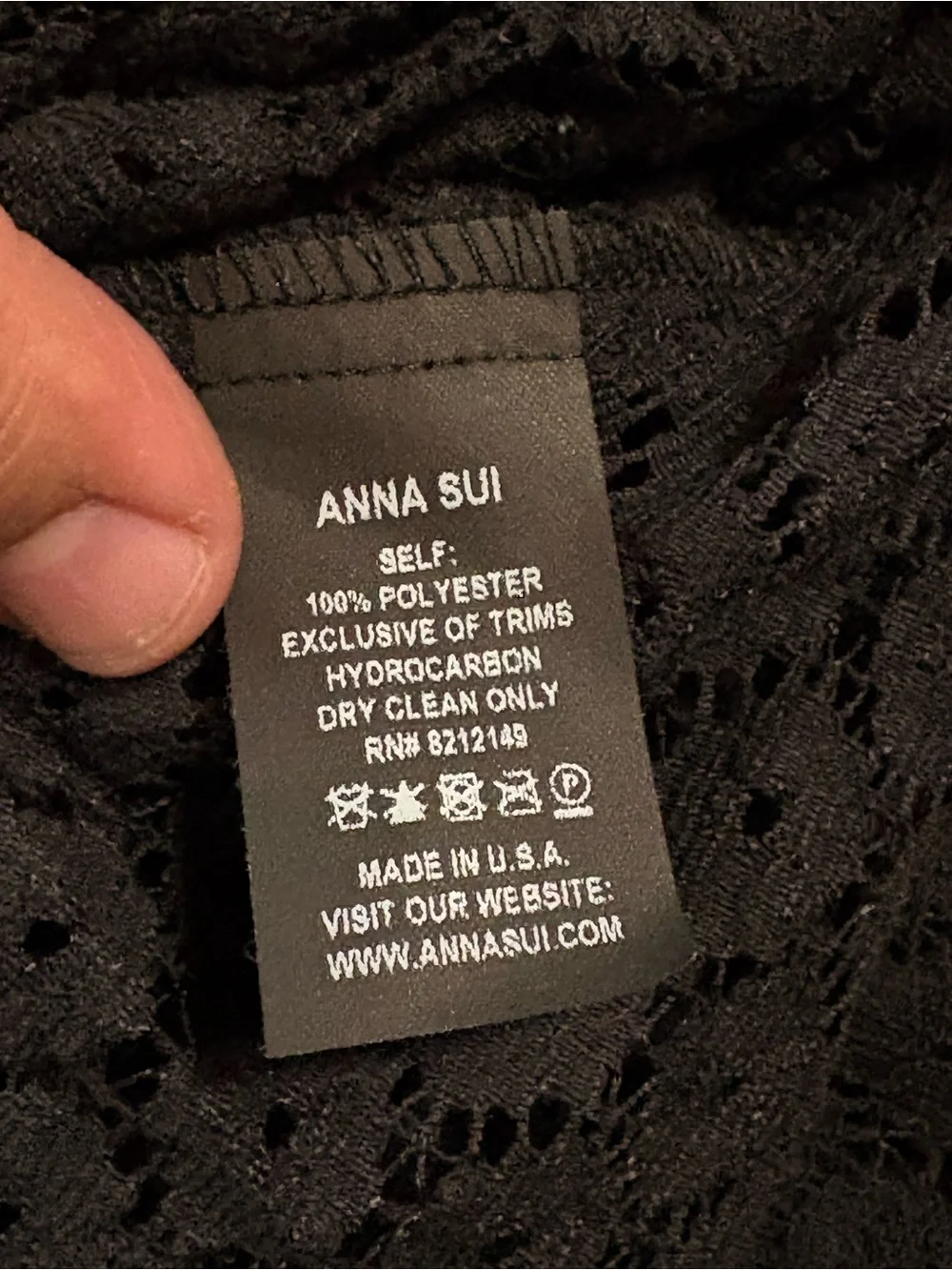 Anna Sui Black Lace Top,Size M,Made in USA